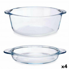 Casserole with lid Transparent Borosilicate Glass 2,1 L (4 Units)