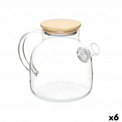 Кружка с инфузионным фильтром, прозрачное бамбуково-боросиликатное стекло, 1,2 л, 22 x 16 x 14 см (6 шт.)