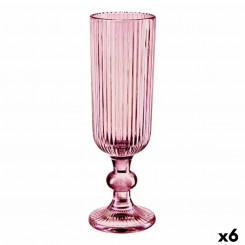 Champagne glass Stripes Pink Glass 160 ml (6 Units)