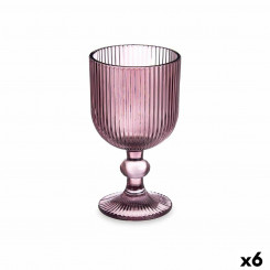 Wine glass Stripes Pink Glass 260 ml (6 Units)