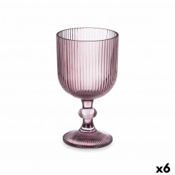 Wineglass Stripes Pink 370 ml (6 Units)