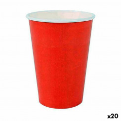 Set of glasses Algon Disposable Cardboard Red 20 Pieces, parts 220 ml (20 Units)