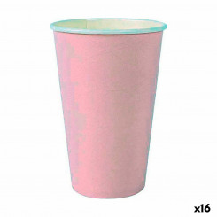 Set of glasses Algon Disposable Cardboard Pink 7 Pieces, parts 450 ml (16 Units)