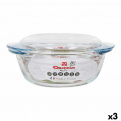 Casserole with lid Quttin Glass 1.6 + 0.5 L (3 Units)