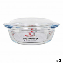 Casserole with lid Quttin Glass 2.2 + 0.8 L (3 Units)