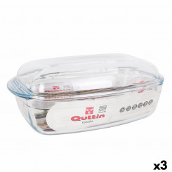Casserole with lid Quttin Transparent 6.7 l Glass 37 x 22 x 14.1 cm (3 Units)