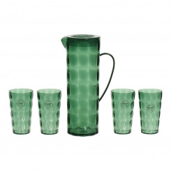 Glasses and pitcher set EDM 827051 Ringlussevõetud plast Roheline 5 Tükid