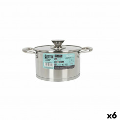 Pot with glass lid Quttin Hermes Steel 2.8 L (6 Units)
