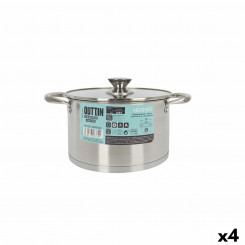 Pot with glass lid Quttin Hermes Steel 4 L (4 Units)