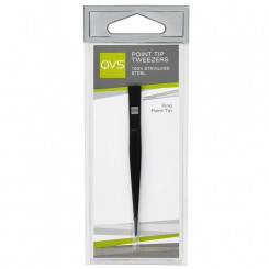 Tweezers for Plucking QVS Fine tip Stainless steel Black