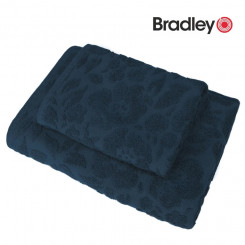 Махровое полотенце Bradley, 70 х 140 см, 480 г/м2, с рисунком, темно-синий