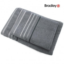 Bradley terry towel, 50 x 70 cm, with striped border, gray