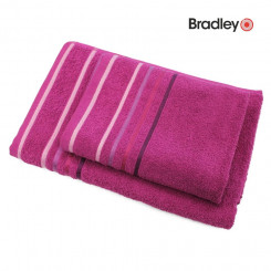 Полотенце Bradley махровое, 70 х 140 см, с полосатой каймой, темно-розовое