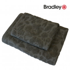 Полотенце махровое Bradley, 70 х 140 см, 480г/м2, с рисунком, серое, 3шт
