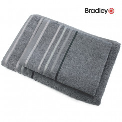 Махровое полотенце Bradley, 70 х 140 см, с полосатой каймой, серое, 3 шт.