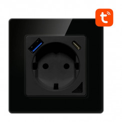 Avatto N-WOT10-USB-B USB ja USB-C TUYA nutikas WiFi seinapistikupesa (must)