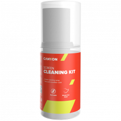 CANYON CCL31, Cleaning Kit, Screen Cleaning Spray + microfiberSpray for screens and monitors, complete with microfiber cloth. Shrink wrap, 200ml + 18x18 cm microfiber, 55x55x145mm 0.208kg