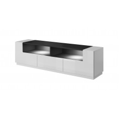 Cama TV cabinet RTV LAS VEGAS 180cm white / white gloss + black