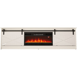 RTV GRANERO + fireplace cabinet 200x56.7x35 white / gloss white