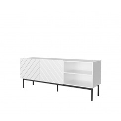 ABETO RTV cabinet on black steel frame 150x42x60 cm white / gloss white