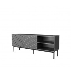 ABETO RTV cabinet on black steel frame 150x42x60 cm graphite / glossy graphite