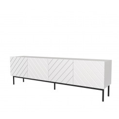 ABETO RTV cabinet on black steel frame 200x42x60 white / gloss white