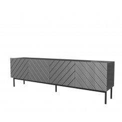 ABETO RTV cabinet on black steel frame 200x42x60 graphite / glossy graphite