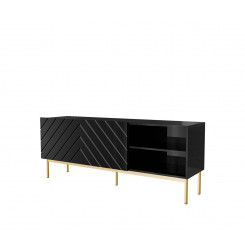 ABETO RTV cabinet on golden steel frame 150x42x60 black / gloss black