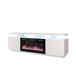 RTV EVA cabinet with electric fireplace 180x40x52 cm white / gloss white