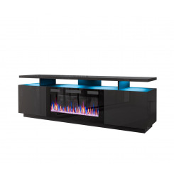 RTV EVA cabinet with electric fireplace 180x40x52 cm graphite / glossy graphite
