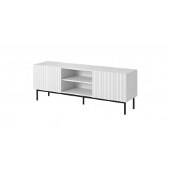 PAFOS RTV cabinet on black steel frame 150x40x60 cm white matt