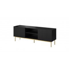 PAFOS RTV cabinet on golden steel frame 150x40x60 cm matte black