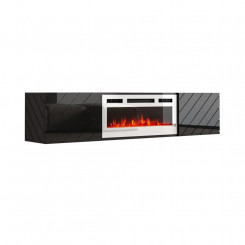 RTV LUXE cabinet 182.6x34.5x37.5 black / black gloss + white fireplace