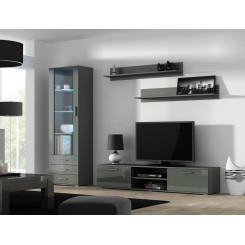 SOHO 1 set (RTV180 cabinet + S1 cabinet + shelves) Grey / Gloss grey