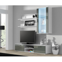 SOHO 5 set (RTV180 cabinet + Wall unit + shelves) White / Grey gloss