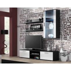 SOHO 5 set (RTV180 cabinet + Wall unit + shelves) Black / White gloss