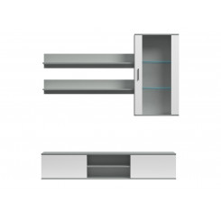 SOHO 5 set (RTV180 cabinet + Wall unit + shelves) Grey / Gloss white