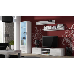 Furniture set SOHO 1 (RTV180 cabinet + S1 cabinet + shelves) White / White Gloss