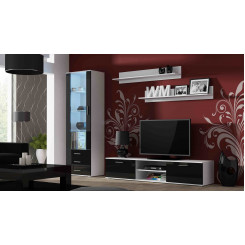Комплект мебели SOHO 1 (шкаф RTV180 + шкаф S1 + полки) Белый/Черный Глянец