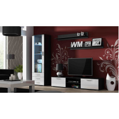 SOHO 1 furniture set (RTV180 cabinet + S1 cabinet + shelves) Black  /  White Gloss
