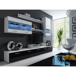 Cama storage cabinets set LOGO II 250 / 42 / 190 white / white+black gloss