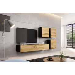 Cama living room cabinet set VIGO 23 black / wotan oak