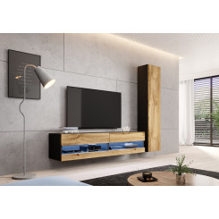 Cama living room cabinet set VIGO NEW 9 black / wotan oak
