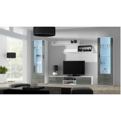SOHO 4 set (RTV180 cabinet + 2x S1 cabinet + shelves) White / Grey gloss