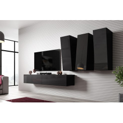 Cama Living room cabinet set VIGO SLANT 1 black / black gloss