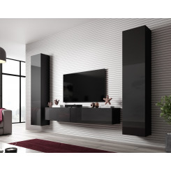 Cama Living room cabinet set VIGO SLANT 2 black / black gloss