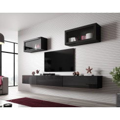 Cama Living room cabinet set VIGO SLANT 3 black / black gloss