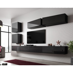 Cama Living room cabinet set VIGO SLANT 5 black / black gloss