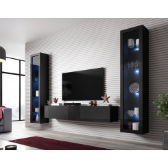 Cama Living room cabinet set VIGO SLANT 6 black / black gloss