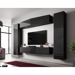 Cama Living room cabinet set VIGO SLANT 7 black / black gloss
